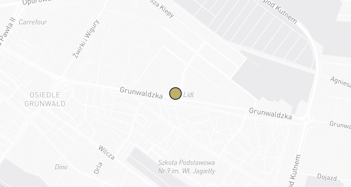 Mapa dojazdu: PRZYCHODNIA WETERYNARYJNA GRUNWALDZKA Agnieszka Nowocin, Łukasz Waś